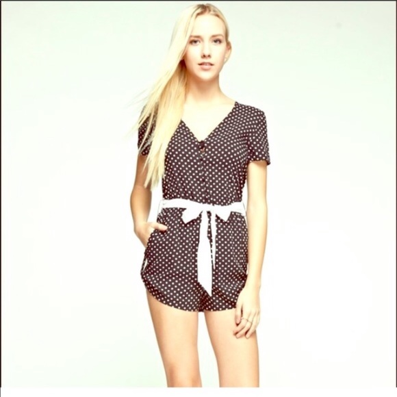 Tea n Cup Pants - Tea n Cup Polka Dot Black White Romper M
